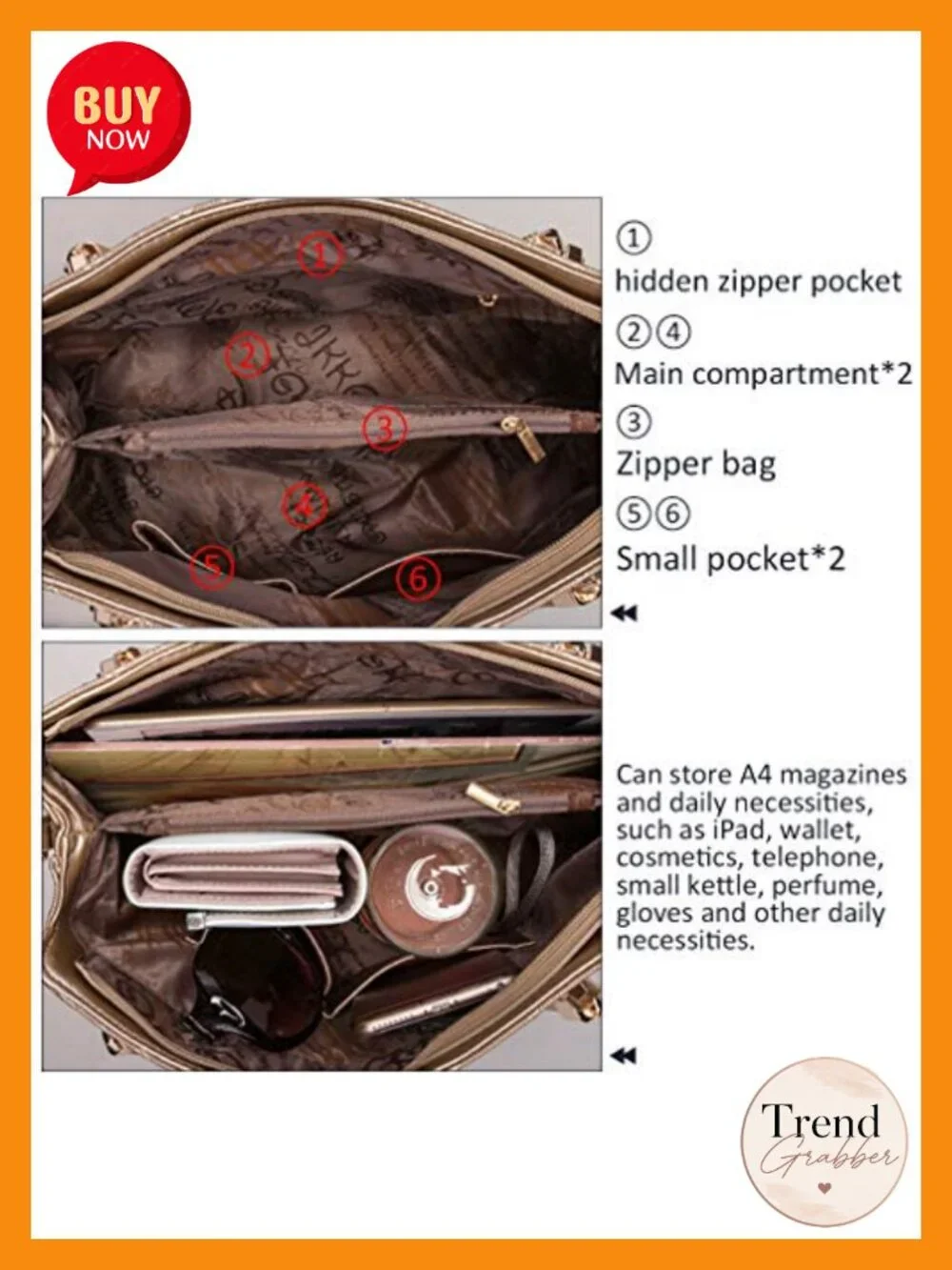 4 Pc PU Leather Handbag Set Tote Crossbody Wallet Card Holder